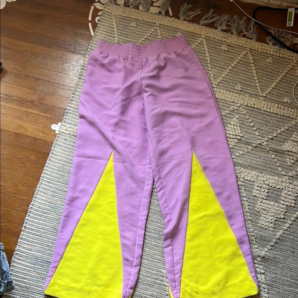 Wideleg Purple and Yellow Pants